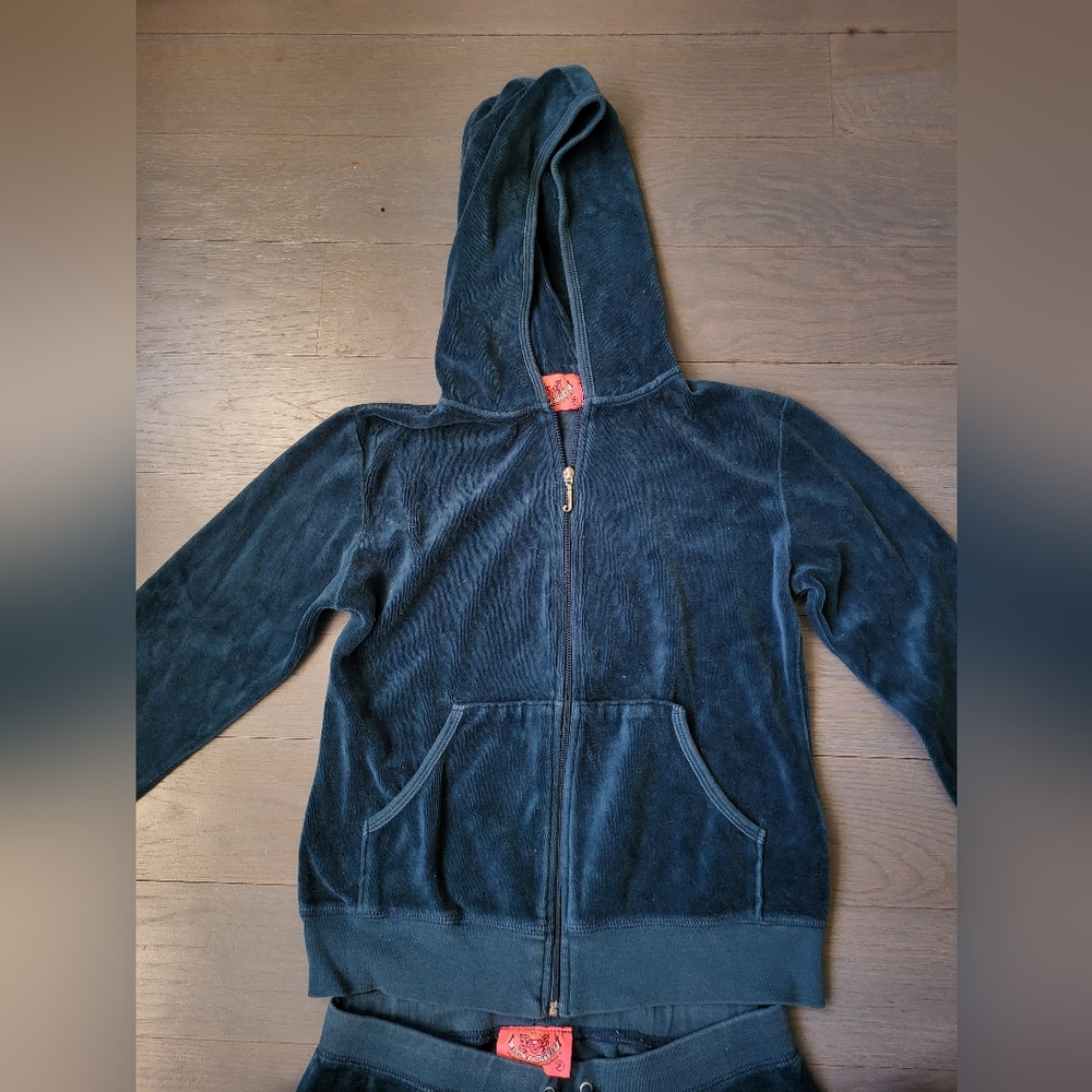 Authentic Vintage Y2K Early 2000s Juicy Couture Velour Hoodie size XS/P Navy